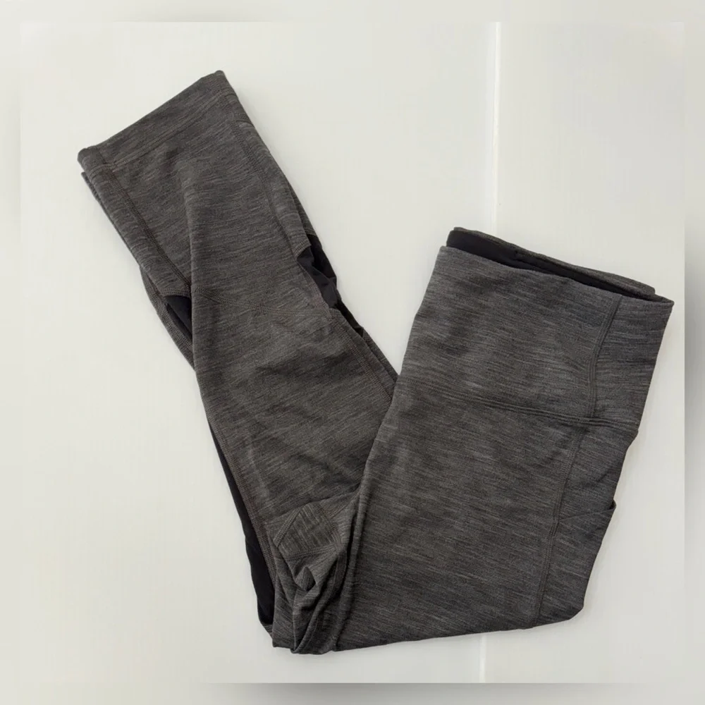 Lululemon Pace Rival Mid-Rise Crop 22” Leggings Heathered Black - 8